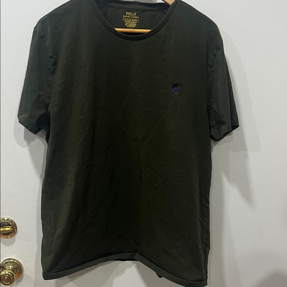 Polo by Ralph Lauren Olive Green Crew Neck T-Shirt with Navy Pony